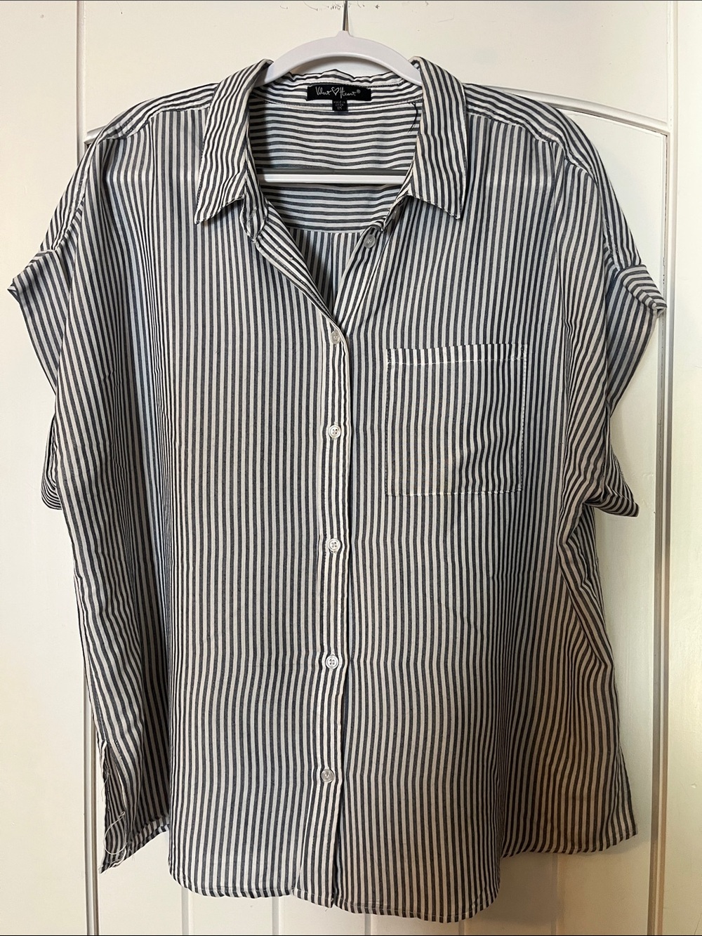 Velvet Heart Black & White Striped Button-Down Top